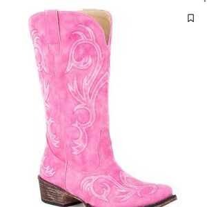 Roper Pink Embroidered Heeled Boots size 7.5 NWOB
